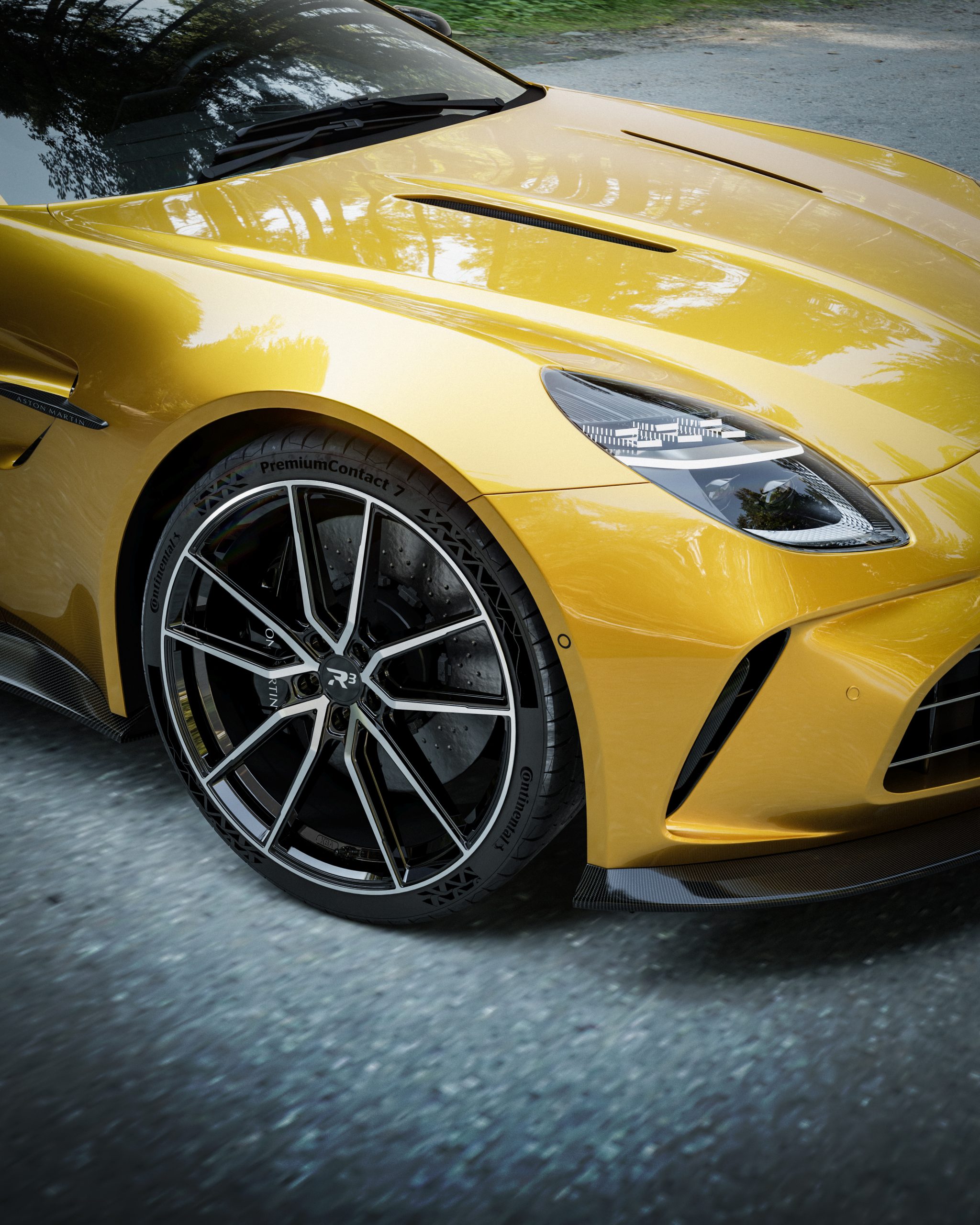 Aston Martin Vantage w/ R³ Wheels R3H02 bicolor black-polished